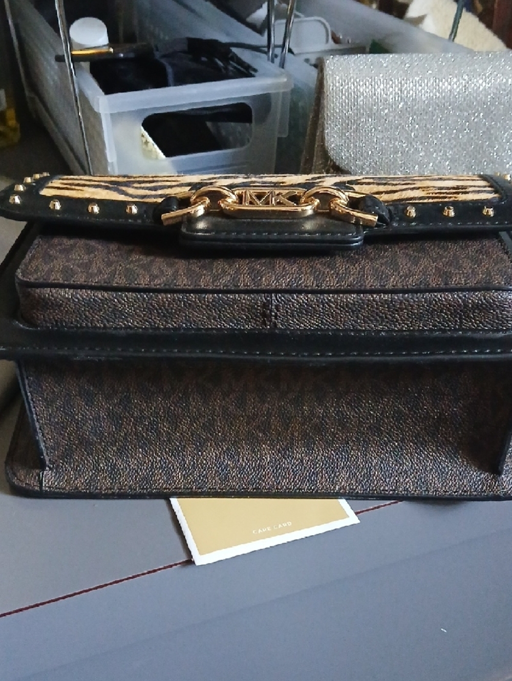 Michael Kors Tiger-Print Crossbody with Black Trim and Gold Hardware - Picture 2 of 4